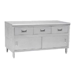 Quầy tủ inox 3 hộc kéo và 2 cửa lùa