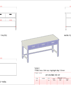 Bàn điều trị thú y inox 3 hộc kéo 6 Ban dieu tri 3 hoc keo